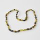 Amber natural necklace raw green beads